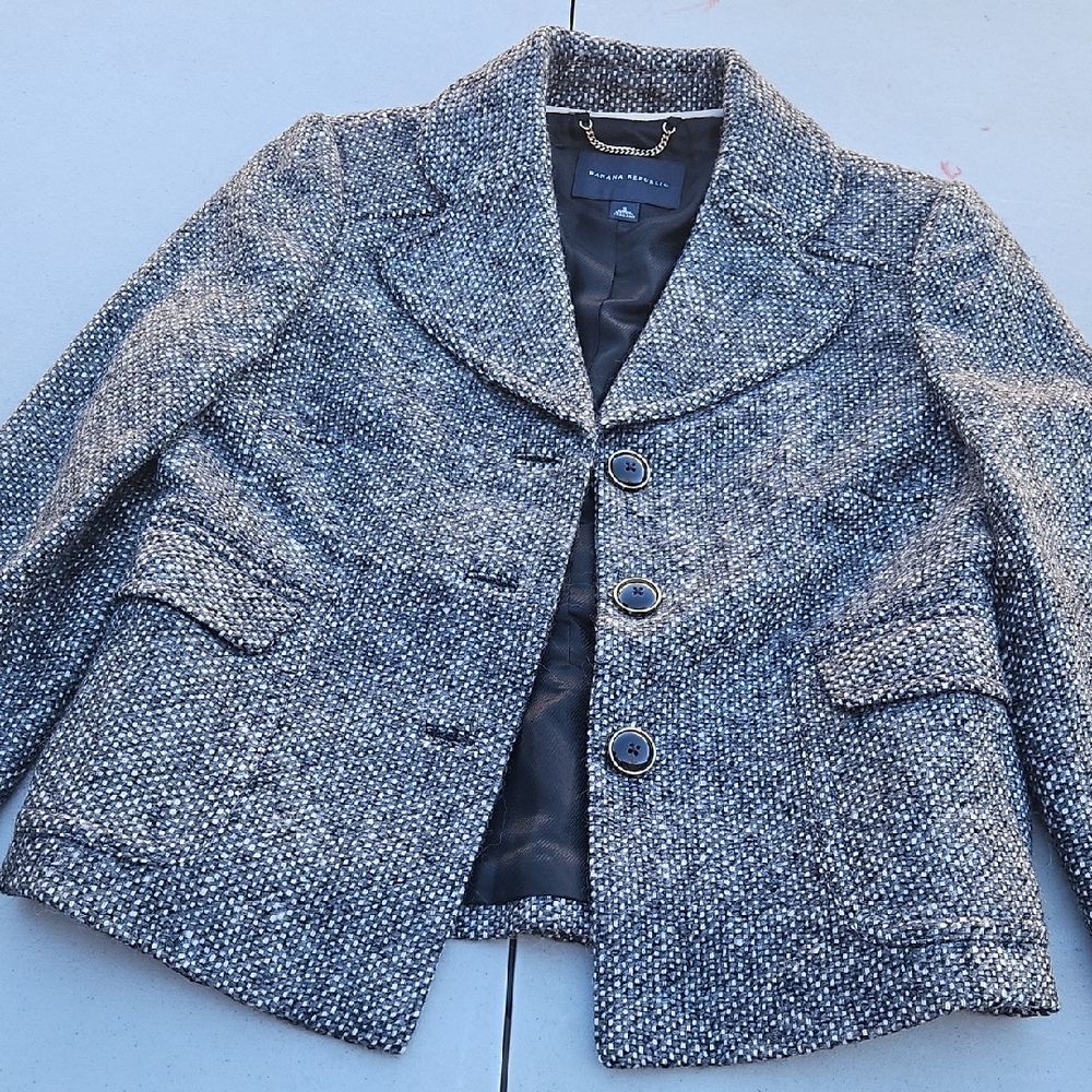 Banana Republic Black and White Textured Jacket - Picture 2 of 8